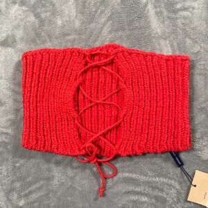 Paloma Wool Levete Top L/XL Red Knit Bandeau Lace Up Boho Festival New